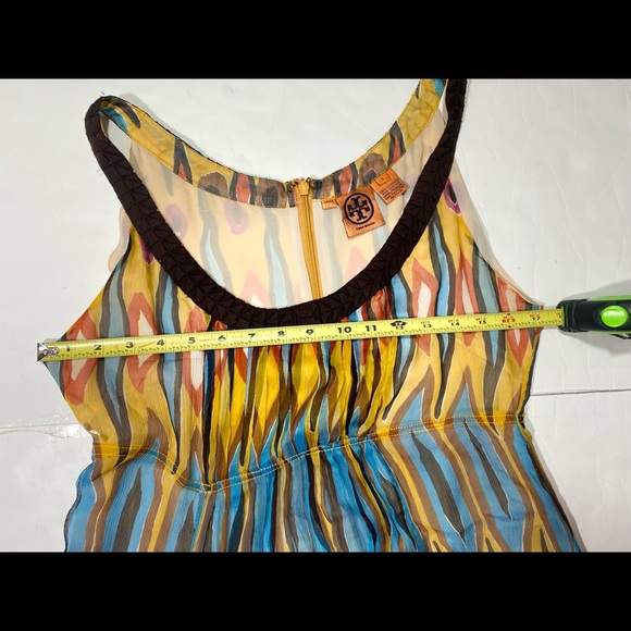 Tory Burch 100% Silk Multi-Colored Artsy Print Midi Woman’s Dress Size 8 - Picture 11 of 14